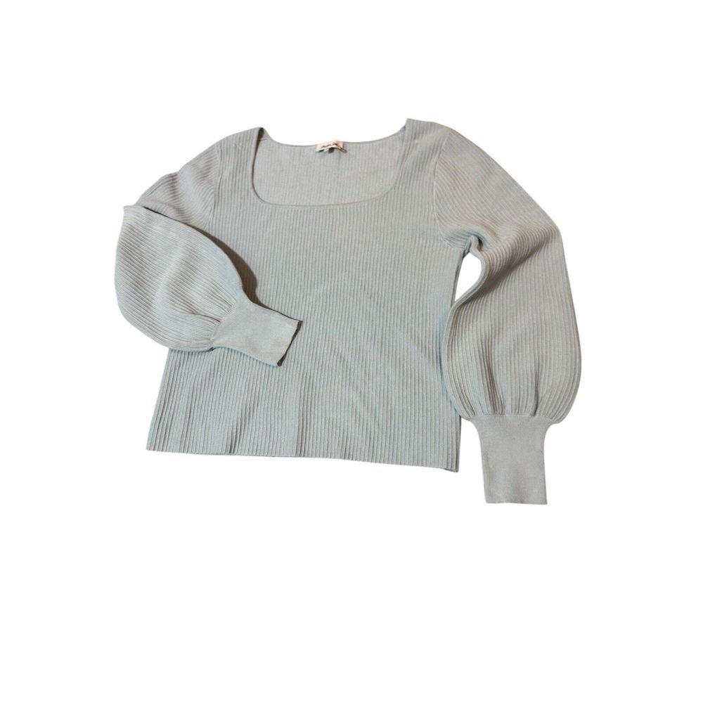 Another Love Women's Ribbed Shirt Size Medium Baby Blue/Green Soft